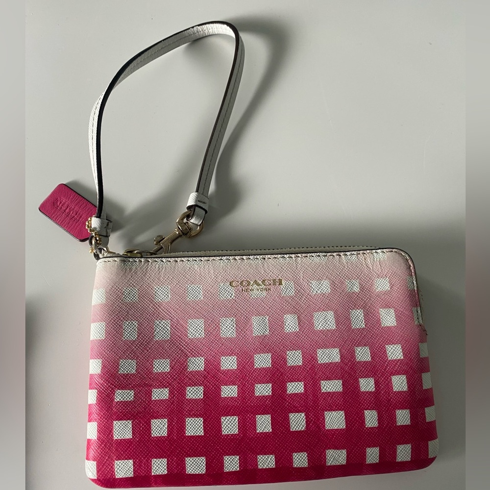 Coach Pink and White Wristlet